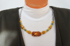 Колье "Лимончик С" янтарь, агат, дерево