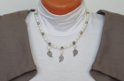 Бусы "Листочки" + серьги (жемчуг)