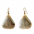 Серьги "Пара птиц у древа жизни" латунь, тиснение