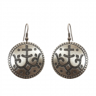Серьги "Процветший крест" мельхиор, тиснение