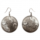 Серьги "Солнцеворот" мельхиор, тиснение