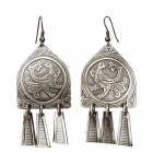 Серьги "Горлица" мельхиор, тиснение
